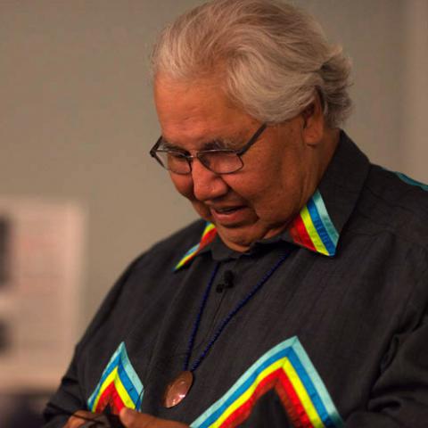 Murray Sinclair during opening keynote of the Shingwauk 2015 Gathering. Photograph taken during his address to survivors. (source - Wikimedia CC)